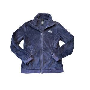 THE NORTH FACE WOMENS Zip up FLEECE, size womens Med. Fuzzy & Warm!! Dark Purple
